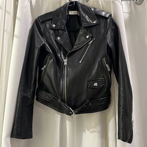 Iro Viktor Black Leather Moto Jacket 36